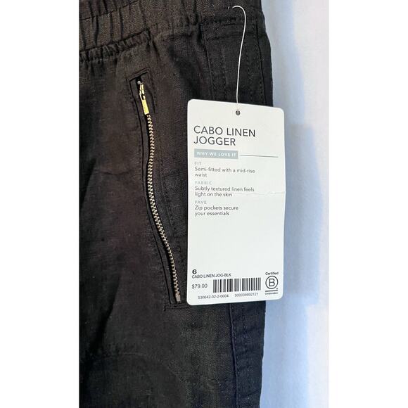 NWT Athleta 100% Linen Cabo Linen Jogger Black Pants Size 6 Women Coastal Beach - Picture 4 of 7